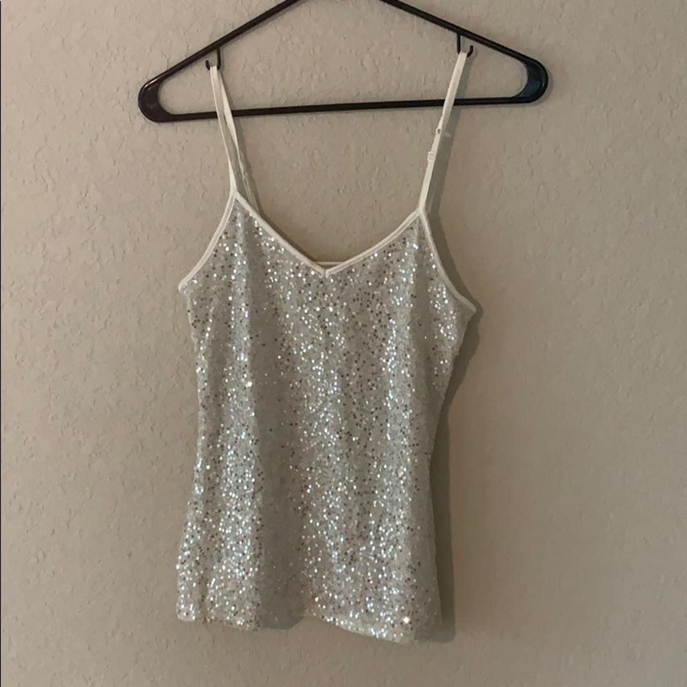 Express white sparkly top